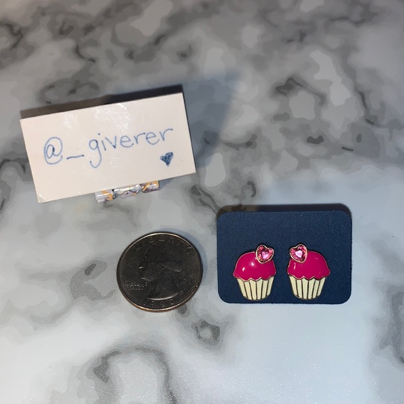 Pink Cupcake Bling π§ Earrings w Backs - Picture 4 of 10